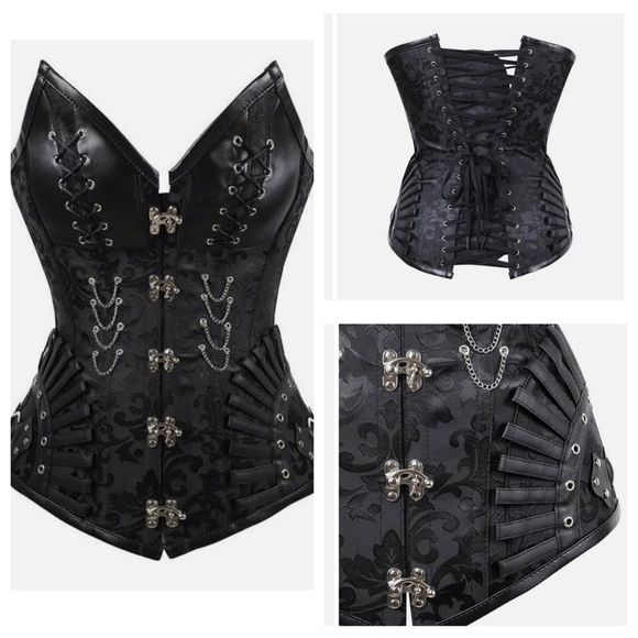 Vintage Tops - Goth Size XL Steampunk Lock Chain Cosplay Corset